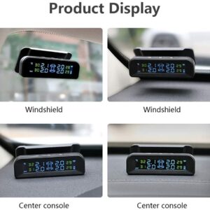 Skyshop® C-260 Plus Windshield Internal USB/Solar TPMS (Car Tyre Pressure Monitoring System) with 4 Tyres Sensors PSI & Temperature Display (Internal)