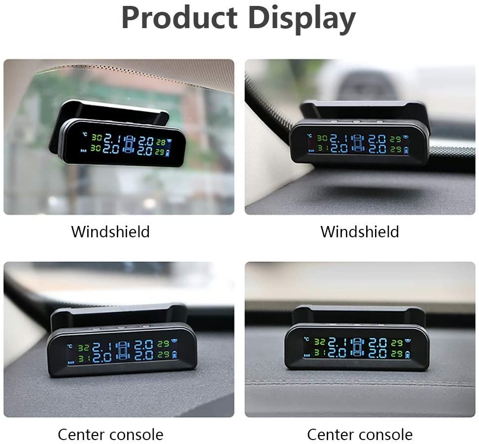 Skyshop® C-260 Plus Windshield Internal USB/Solar TPMS (Car Tyre Pressure  Monitoring System) with 4 Tyres Sensors PSI & Temperature Display (Internal)