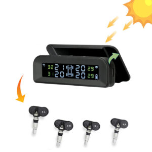 Skyshop® C-260 Plus Windshield Internal USB/Solar TPMS (Car Tyre Pressure Monitoring System) with 4 Tyres Sensors PSI & Temperature Display (Internal)