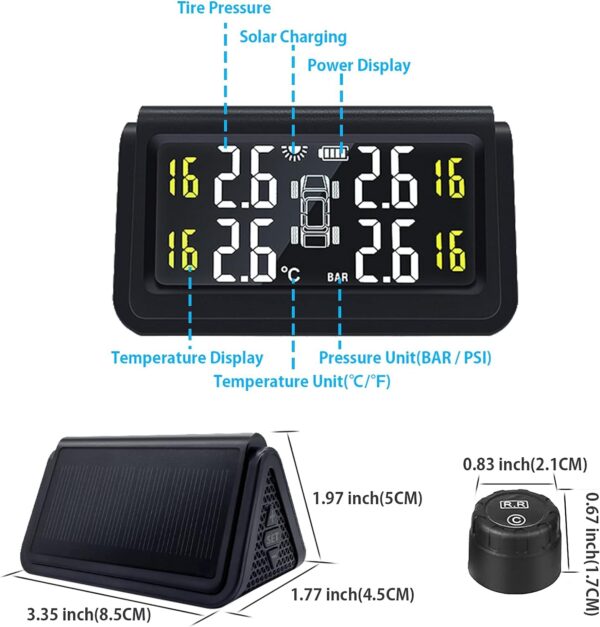 Skyshop® A280 External USB/Solar TPMS Car Tire Pressure Monitor - Image 3